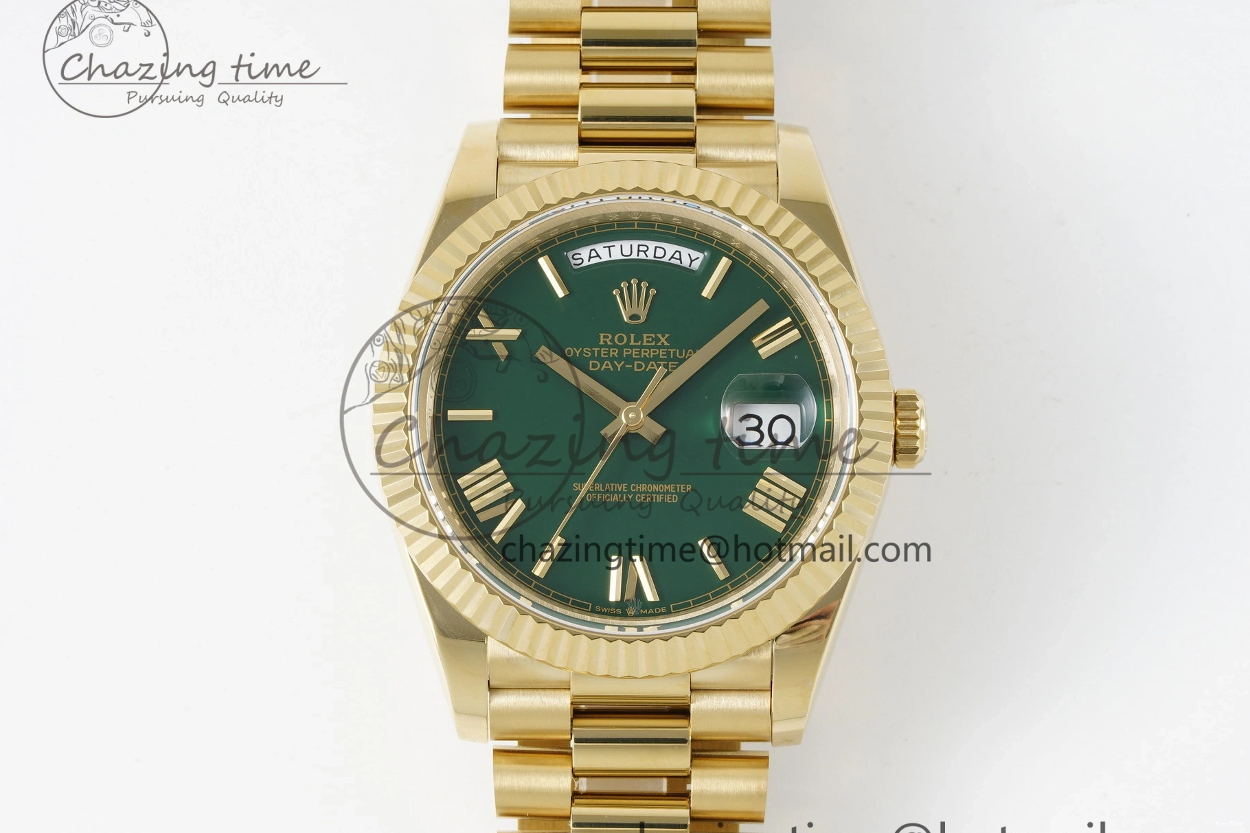 MiroTime 1229 Day Date 40 228238 YG JDF 1:1 Best Edition Green Dial on YG Bracelet VR EyeCatching 2245